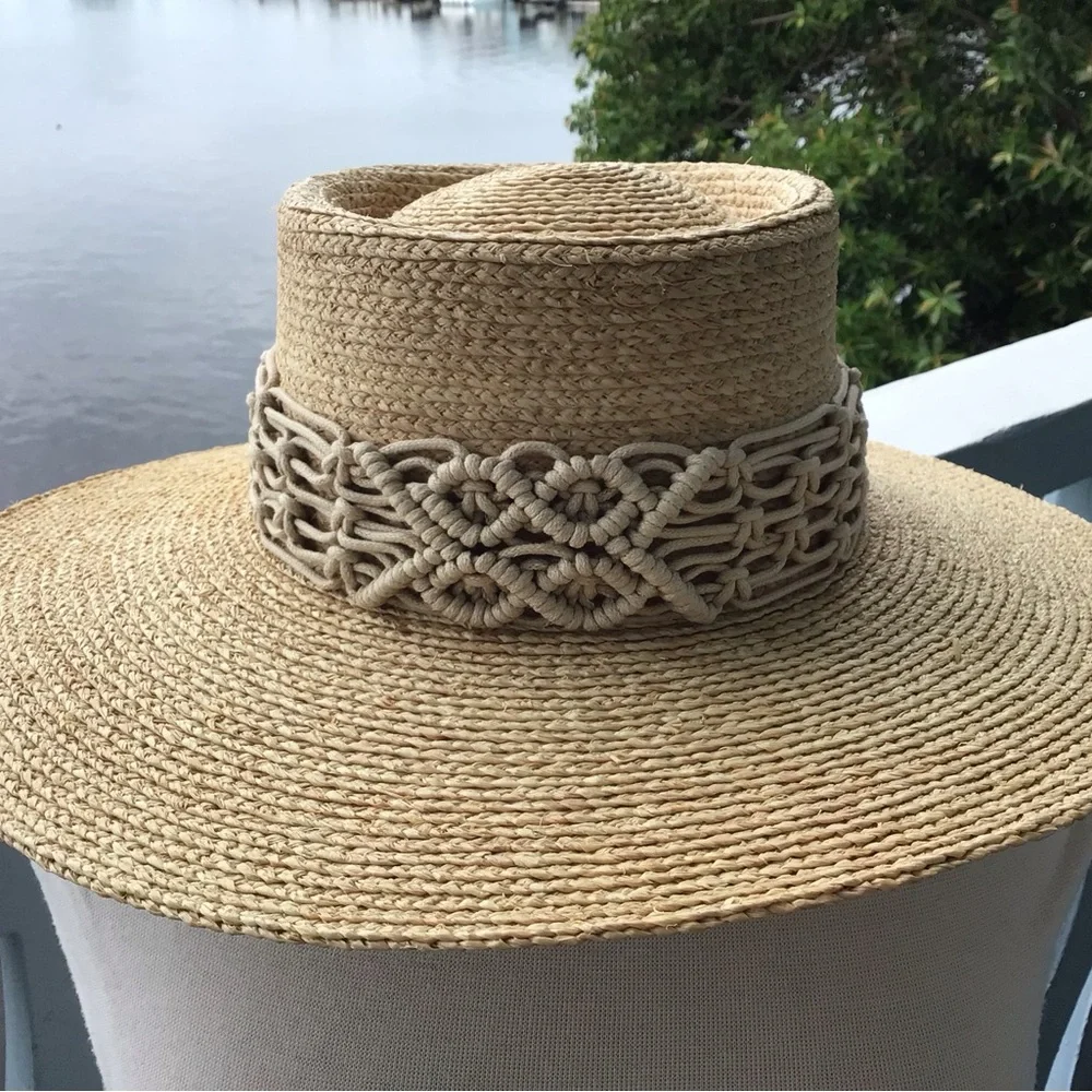 San Diego Hat Company Sandy Beach Women’s Raffia Telescope Boater Wide Brim Hat - Picture 8 of 16